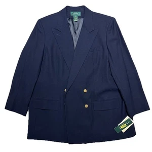 Ralph Lauren Women’s 20 W Navy Double Breasted Blazer Wool Blazer NEW NWT - Picture 1 of 16