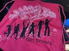 Pink Girl Scout Drawstring Back Pack Light Canvas Bag