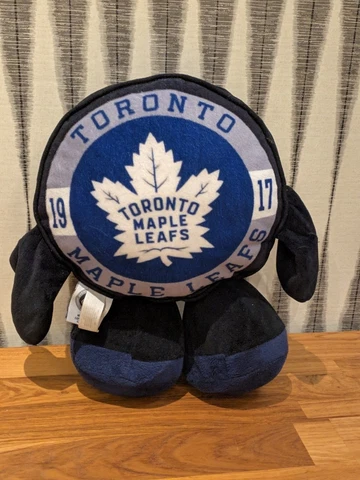 Toronto Maple Leafs Large Puck Plush / Pillow Black Blue 13 inch Cover