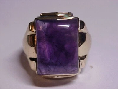 ANILLO DE PIEDRAS PRECIOSAS AMATISTA GEN ORO 10K AMARILLO 15,29ct 9,47 g TALLA 8,5 CAMBIO DE COLOR RARO Foto 1 de 4