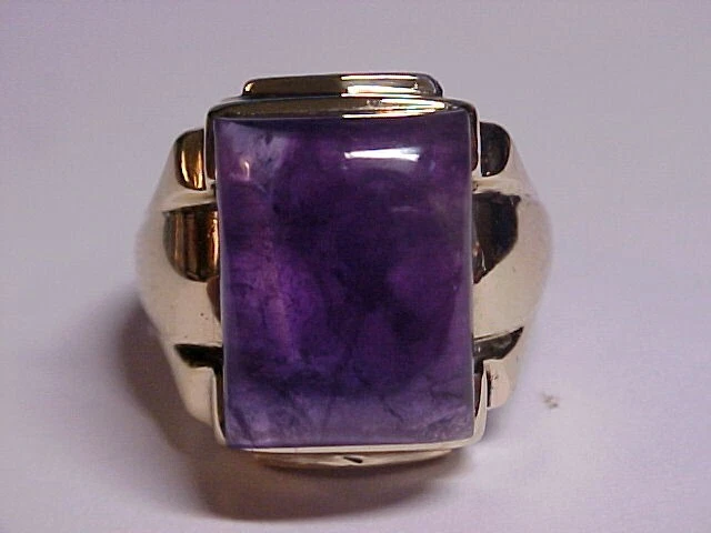 10K YEL GOLD 15.29ct GEN AMETHYST GEMSTONE RING  9.47g SZ 8.5  RARE COLOR CHANGE - Image 1 of 4