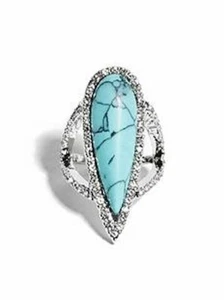 Nuevo con etiquetas Anillo de Piedra Venosa y Estrás Transparente de Plata Guess, Talla 7 - Imagen 1 de 1