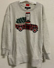 ??Ellen Tracy Ladies' Holiday Top Heather Christmas Truck Sweater -Gray (Medium)