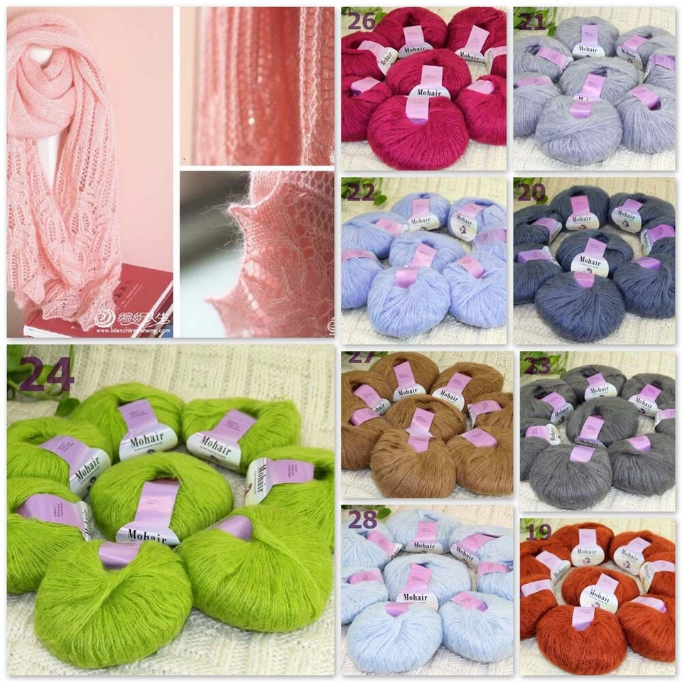 Sale New 8BallsX25g Luxury Soft Mohair Warm Wrap Shawl Hand Knit Crochet Yarn - Image 1 of 4