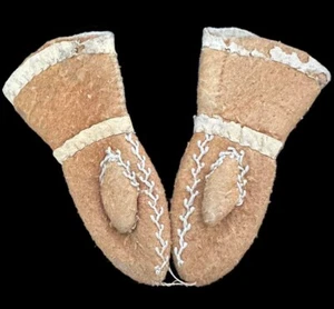 Antique Native American Doll Mittens Antique Doll Gloves - Picture 1 of 2
