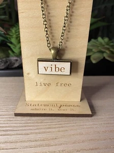 HANDMADE Necklace Artisan VIBE Wooden Statement Pendant Eco Friendly & Organic - Picture 1 of 5