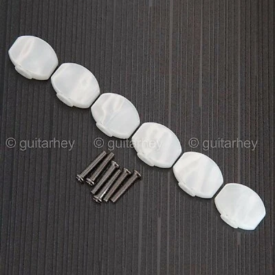 NEW (6) WHITE PEARLOID Buttons for GOTOH Guitar Tuning Keys w/ Screws - Image 1 of 2