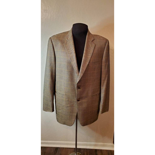 Burberry Mens Sport Coat Multicolor 100% Wool Plaid 2 Button Pockets 44 REG
