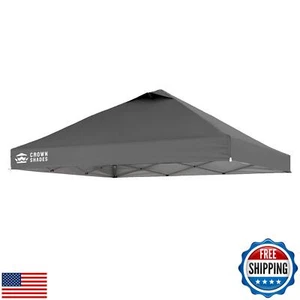 CROWN SHADES 10x10 Pop Up Canopy Replacement Canopy Tent Top Cover Gray (Only - Picture 1 of 3