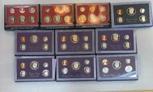 1980-1989 Lot of 10 US Mint Proof Sets 52 Coins OGP Ten Complete Sets Box & COA - Picture 1 of 11
