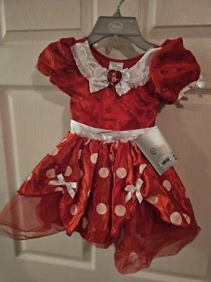Disney Store Vestido Disfraz Minnie Mouse Rojo con Lunares Blancos Talla XXS 3 Lazos Foto 1 de 4