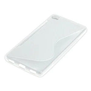 Handy Hülle Schutz Case Cover Rahmen Bumper Etuis Huawei P8 S-Curve transparent - Zdjęcie 1 z 2