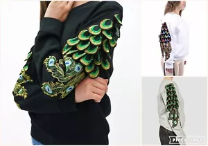 RAGYARD Peacock Sweatshirts Woman's Organic Cotton Psychedelic Peacock Sweat - Picture 1 of 22