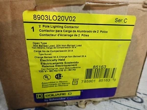New Square D 8903LO20V02 2 Pole Lighting Contactor 120V Coil Electrically Held - Picture 1 of 10