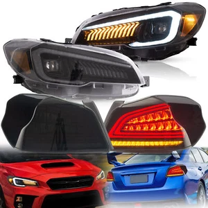 2Pairs LED Headlights+Smoked Tail Lights For 2015-2021 Subaru WRX 2015-2017 STI - Picture 1 of 19