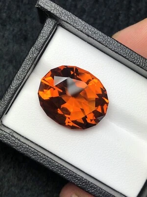 18-Ct Wow Amazing Color Madeira Orange 🍊 Citrine Oval Fancy Cut Good For Jewel - Image 1 of 4