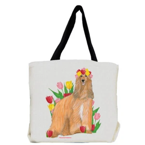 Afghan Hound Dog with Flowers Tote Bag - Picture 1 of 1