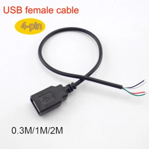 Conector conector conector conector de alimentación de datos hembra USB 2.0 0,3/1/2 m USB 2.0 5 V 4 cables hágalo usted mismo - Imagen 1 de 12