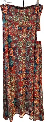 NUEVO LuLaRoe Grande Azul Granate Floral IMPRESIONANTE Maxi Falda/Vestido Sin Tirantes Foto 1 de 4