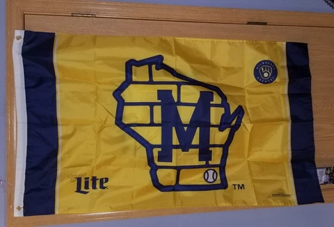 Milwaukee Brewers MLB Baseball Wisconsin Miller Lite Beer FLAG 28" x 48” New  z4 Cover