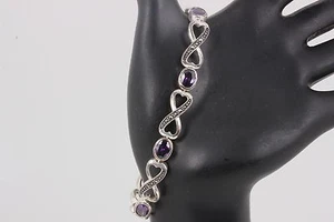 COSTUME CW AMETHYST & HEMATITE STONE BRACELET FASHION 7068 - Picture 1 of 2