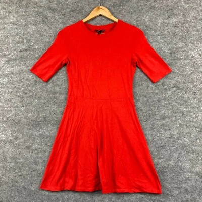 Платье женское Topshop 6 красное с коротким рукавом круглый вырез трапециевидное эластичное расклешенное 16402 - Изображение 1 из 4