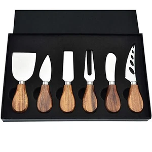 6-Piece Cheese Knife Set Cheese Knives Cheese Knife Set Wooden Handle Stainle... - Picture 1 of 7