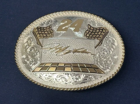 #24 Jeff Gordon - Silver Gold & Black - Belt Buckle for 1-1/2" Wide Belt NASCAR Cover