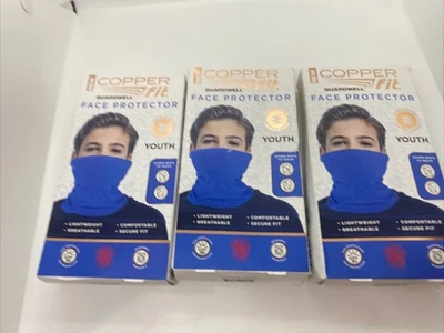 Copper Fit Face Protector Youth Face Protector Blue Lightweight Lot Of 3 - Image 1 of 3