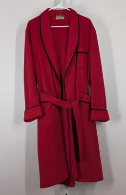 Stern Brothers Vintage Años 30 40 Rojo Negro Borde Chal Cuello Cinturón Bata Inglaterra Reino Unido Foto 1 de 4