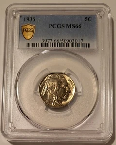 1936 Buffalo Nickel MS66 PCGS GSH - Bild 1 von 4