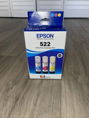 Paquete combinado de botellas de tinta originales Epson 522 Ecotank (cian, magenta, amarillo) 29/06 Foto 1 de 4