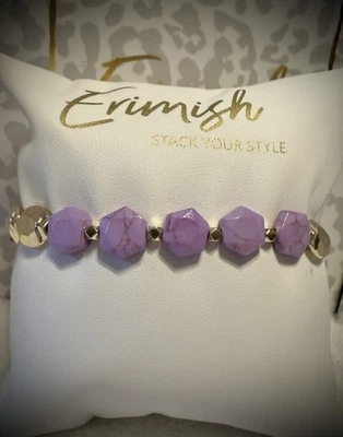 New ERIMISH Bracelet - Purple Howlite & Gold Foto 1 de 3
