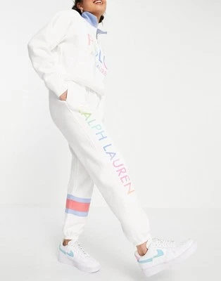 Polo Ralph Lauren Women Soft Cotton Sweatpants Side Logo Blue Pony White Size XS - Image 1 of 4