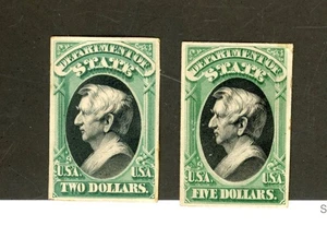 U.S. "OFFICIAL" STAMP LOT ~ $2 & $5 ~ O68 & O69 ~ PLATE PROOFS ~ VF - Picture 1 of 1