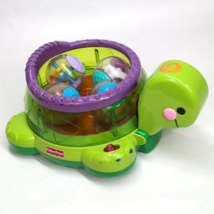 Vintage Fisher‑Price Roll‑A‑Rounds Twirlin’ Whirlin’ Turtle Toy – Lights & Balls - Foto 1 di 7