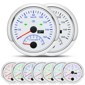 85mm 7 Colors LED GPS Speedometer 160km/h With Tacho Gauge White for Boat Car - Picture 1 of 15