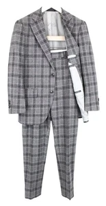SUITSUPPLY Lazio Men`s Suit UK38S Slim Grey Wool Cashmere Silk Checked Lined - Picture 1 of 15
