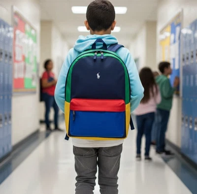 Polo Ralph Lauren Colorblock Multi-Color Laptop Backpack Bag Men, Boys, Kids NWT - Image 1 of 4