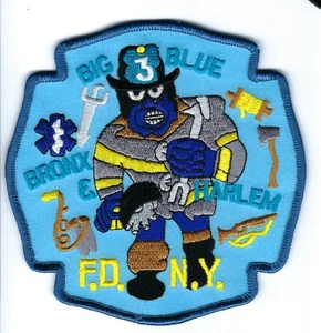 New York City NY Fire Dept. FDNY Rescue 3 Bronx & Harlem *BIG BLUE* patch - NEW! - Picture 1 of 1