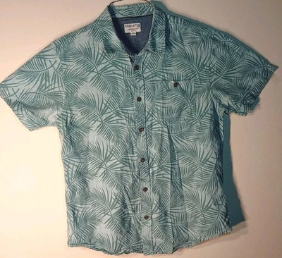 Camisa Hawaiana Hang Ten Para Hombre Talla Mediana Palms Everywhere Estampados Azul/Aqua Foto 1 de 4