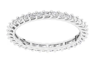 VS F 0.90 Carat Lab Grown Diamond Prong Set 10K White Gold Eternity Wedding Ring - Picture 1 of 14