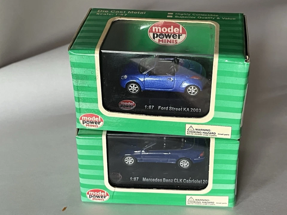 2 modelos Power Minis 1 Ford Street Ka 2003 y 1 Mercedes Benz CLK Cabriolet 2003 Foto 1 de 4
