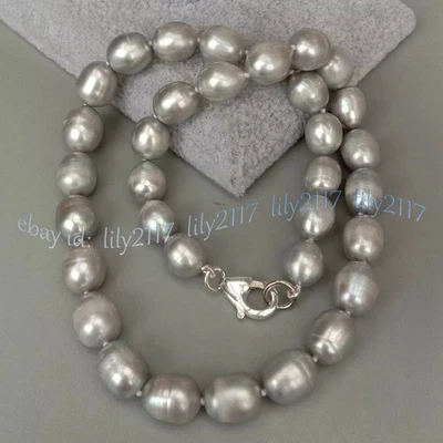 Collar Natural Blanco Negro Gris Rosa Púrpura Arroz Perla Cultivada Cierre de Plata Foto 1 de 4