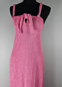 Maxi Vestido Vintage Montgomery Wards Años 70 Tela Terry Playa Cubrir Rosa S10/12 - Imagen 1 de 18