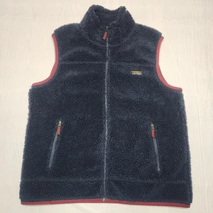 L.L Bean Mens Full Zip Mountain Pile Sherpa Fleece Vest Navy Blue Sz XL - Picture 1 of 7