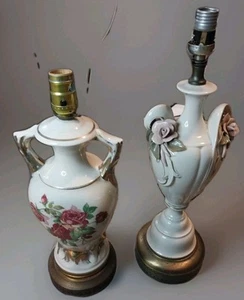 Vintage Capodimonte Classic Urn Roses Lamp And Floral Lamp. Lot Of 2 - Picture 1 of 10