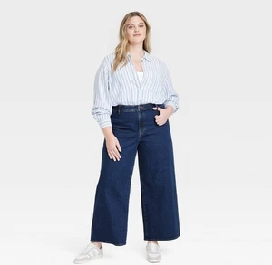 Pantalones de mezclilla para mujer de tiro alto marinero de pierna ancha de Universal Thread talla 20 - Imagen 1 de 3