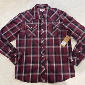 Camisa True Religion Para Hombres L Roja A Cuadros Perla A Presión Vaquero Occidental Agujero de Rodeo* - Imagen 1 de 5