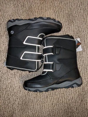 Nuevas Botas de Nieve Lands End 7 Negras Invierno Aisladas ThermoLite Niños Grandes Jóvenes Niño Foto 1 de 4